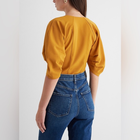 Express Fitted Ponte Square Neck Puff Sleeve Bodysuit in Size Small - Picture 3 of 12